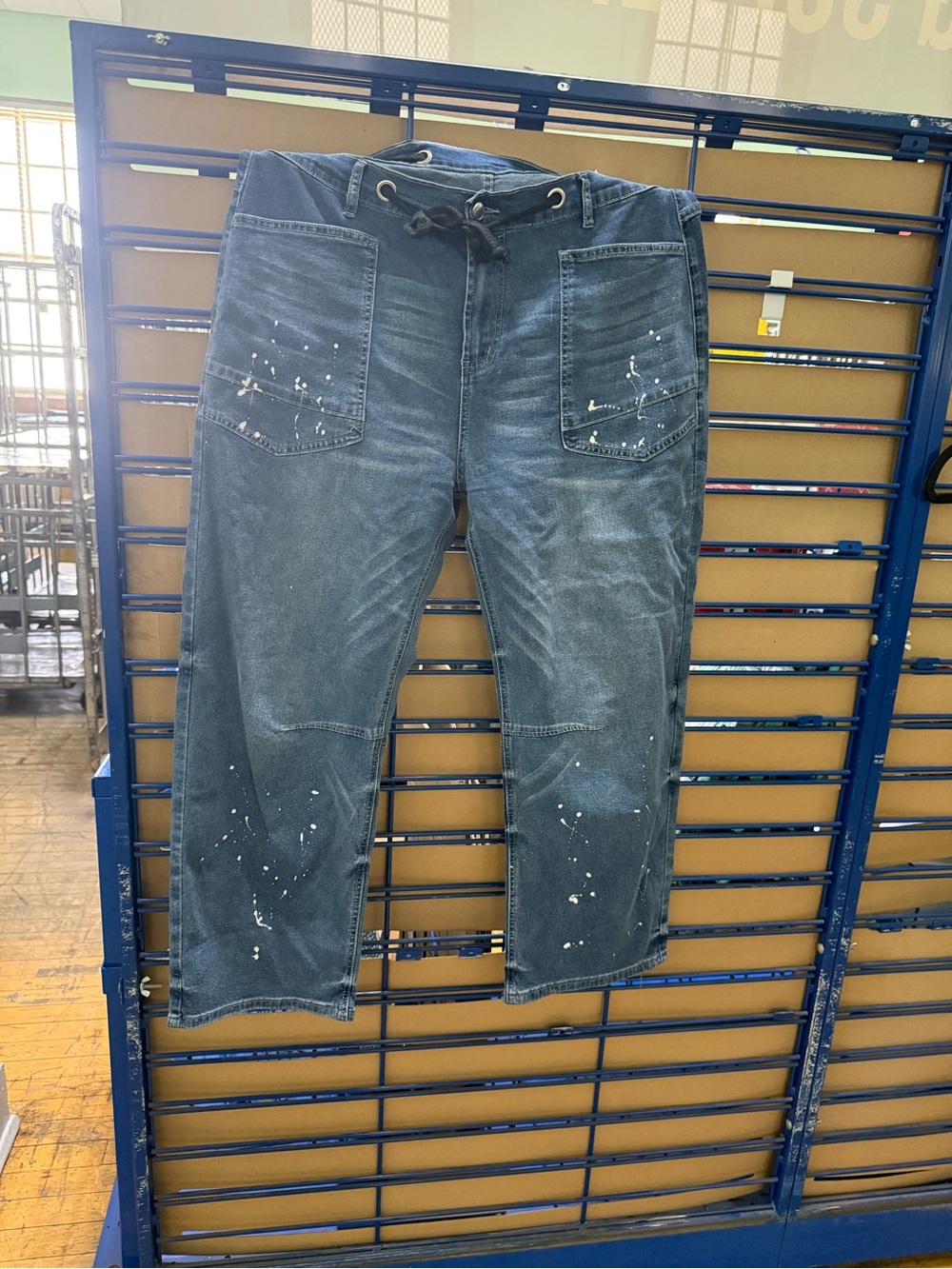 Paint-Splatter Utility Jogger Jeans - Blue